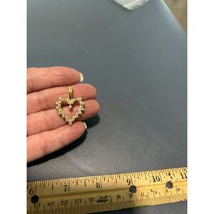 Vintage Roman Signed Gold Tone & Rhinestone Hinged Bail Heart Pendant